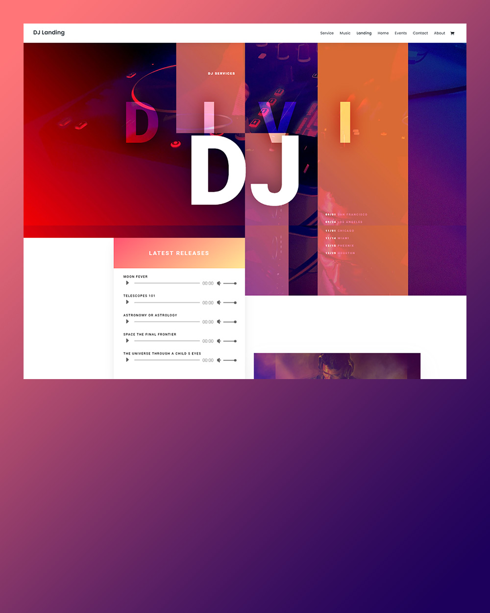 divi dj landing page обработано