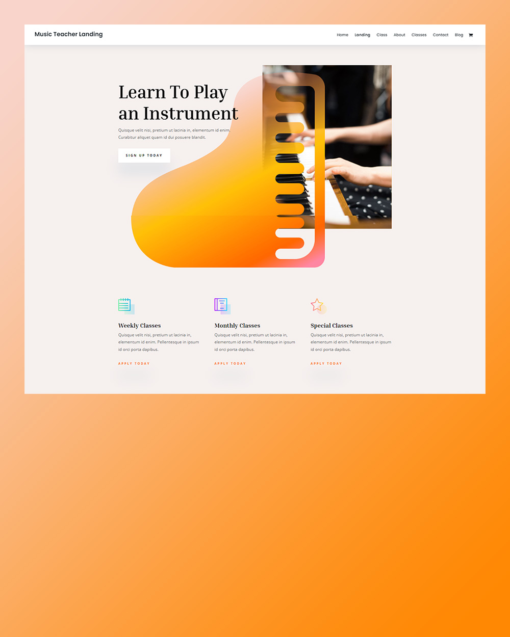 divi music teacher landing page обработано