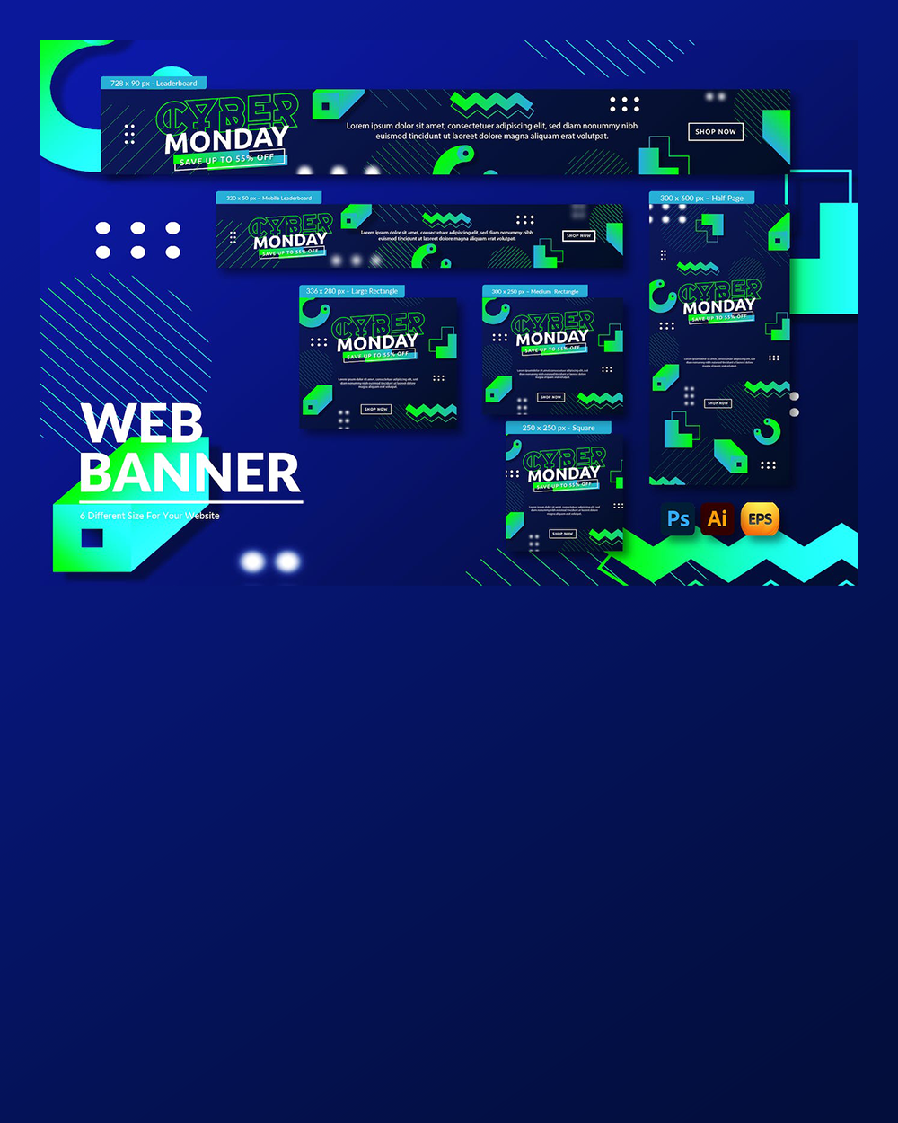 Cyber Monday Ads Web Banner gradient